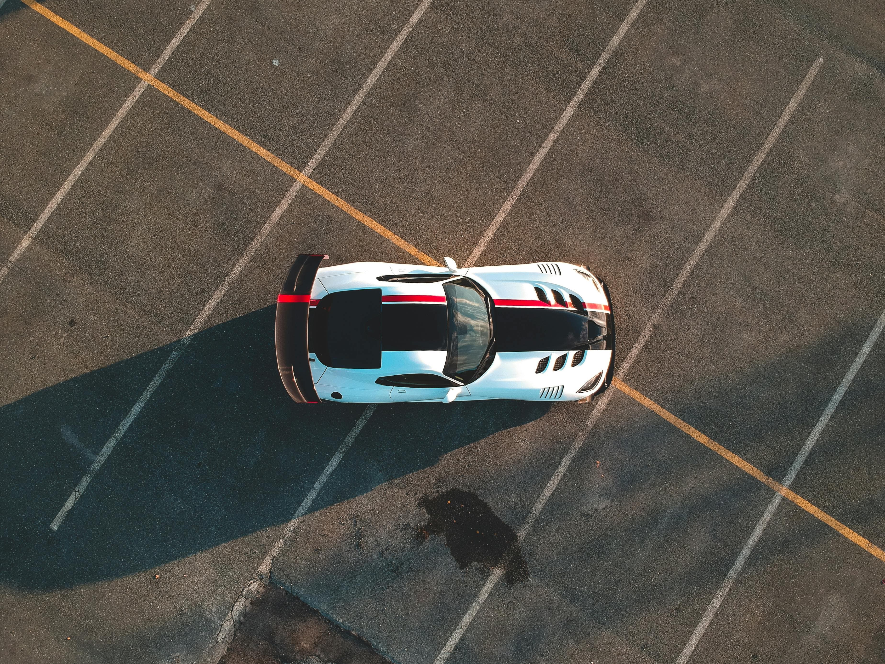 Fresh parking lot line striping